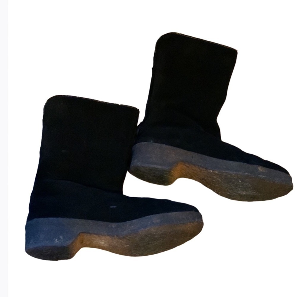 Vintage Kandahar black suede winter boots with Sherpa lining Size 5